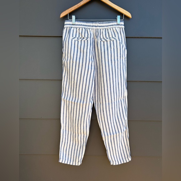 Tahari Blue and White Striped Linen Pants - M - Picture 2 of 5